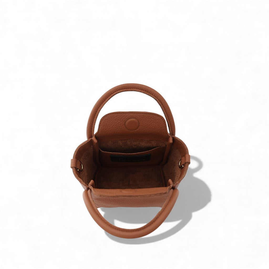 Mini Serena Satchel Crossbody in Caramel Italian Buffalo Cowhide