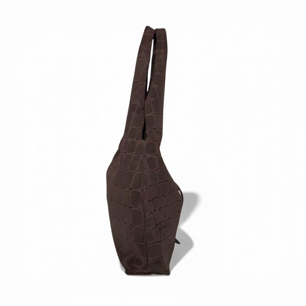 Elisabetta Shopper in Truffle Italian Croco-Embossed Suede