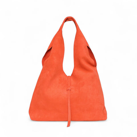 Elisabetta Shopper in Tangelo Italian Leather Backed Suede