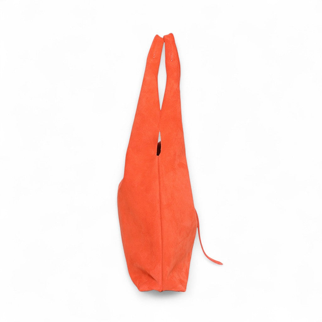 Elisabetta Shopper in Tangelo Italian Leather Backed Suede