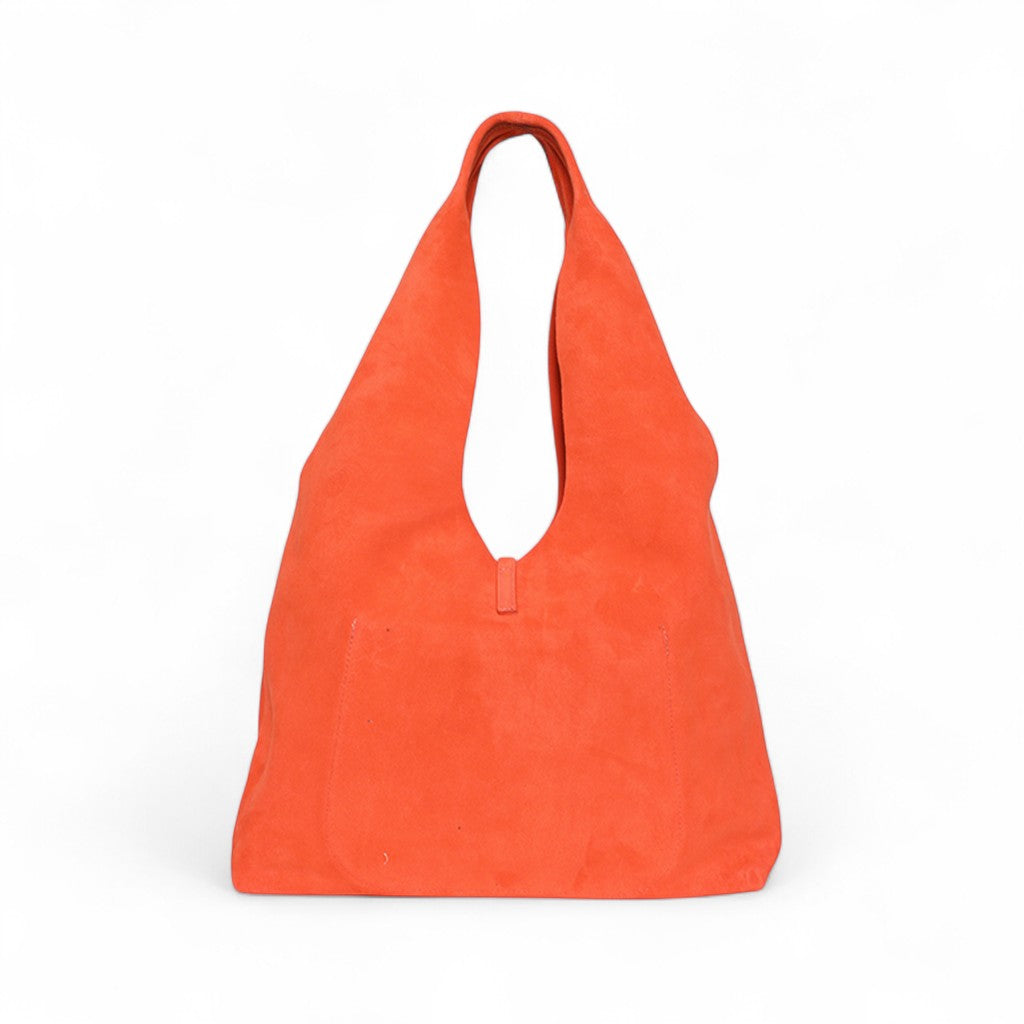 Elisabetta Shopper in Tangelo Italian Leather Backed Suede