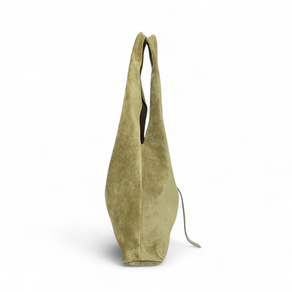 Elisabetta Shopper in Olive Italian Leather Backed Suede