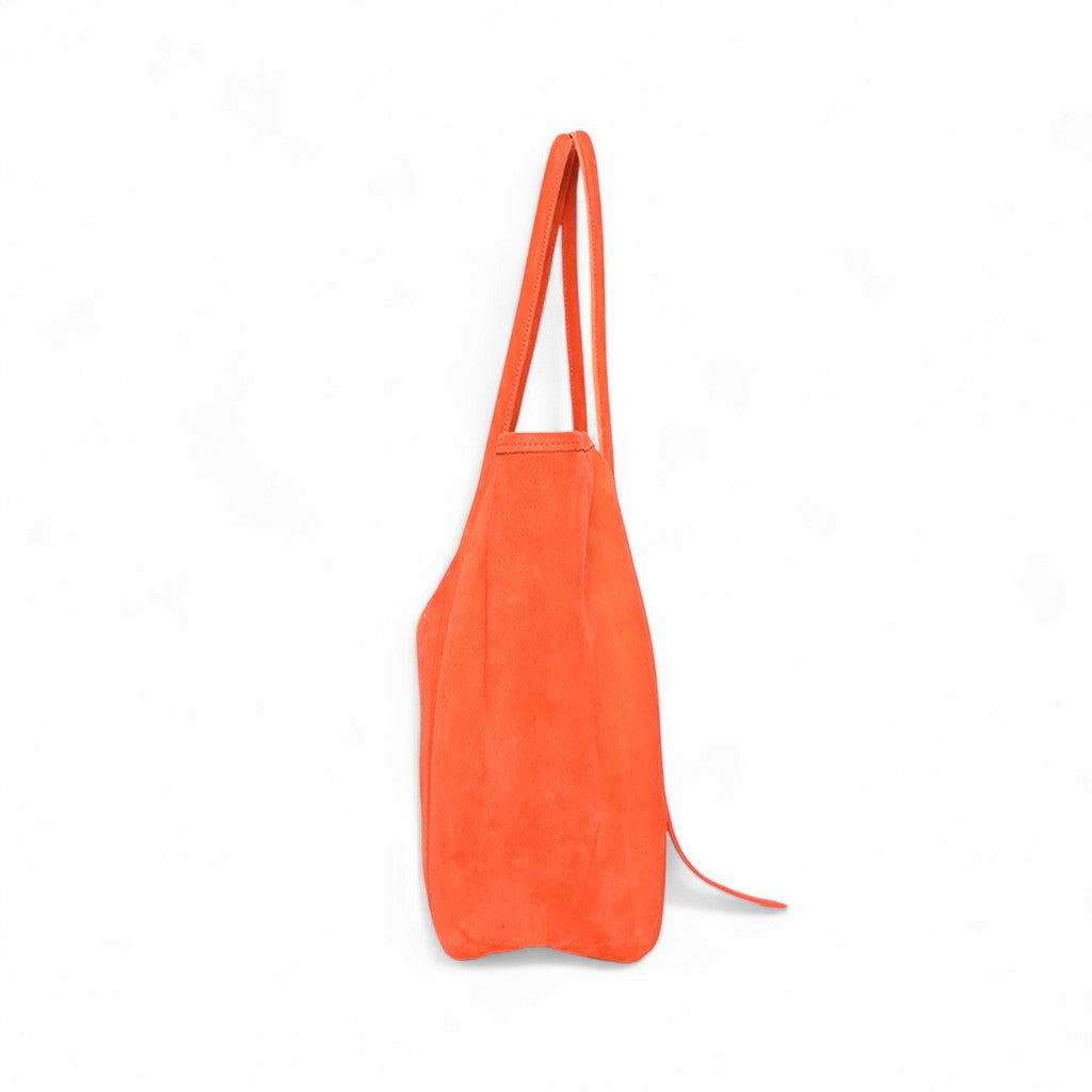 Ellis Hobo Tote in Tangelo Italian Leather Backed Suede