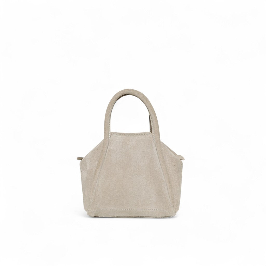 Mini Taya Top Handle Crossbody in Moonbeam Italian Leather Backed Suede