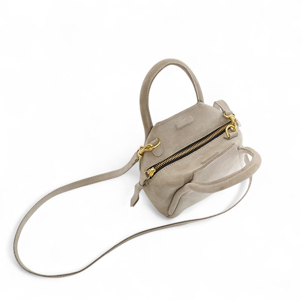 Mini Taya Top Handle Crossbody in Moonbeam Italian Leather Backed Suede