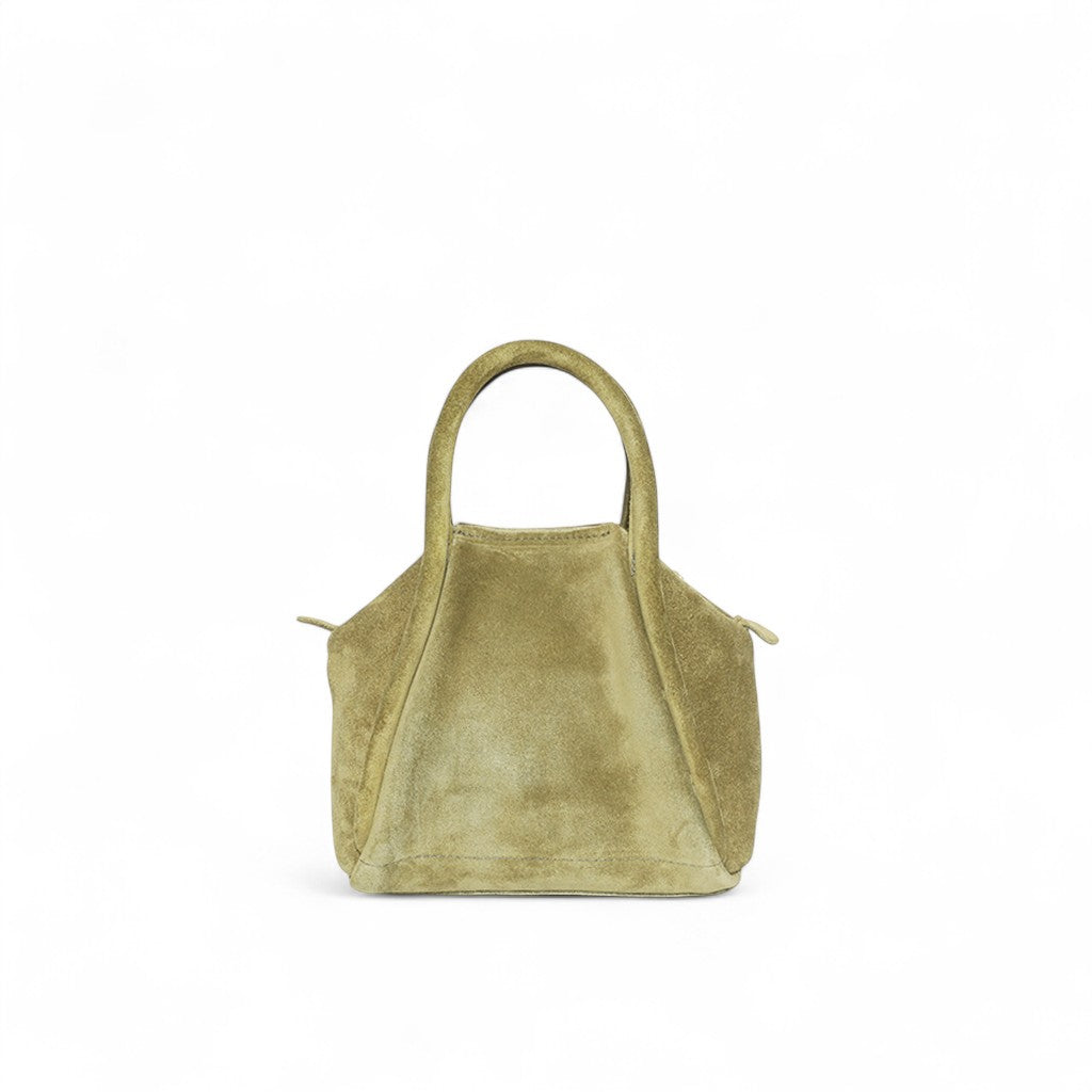 Mini Taya Top Handle Crossbody in Olive Italian Leather Backed Suede