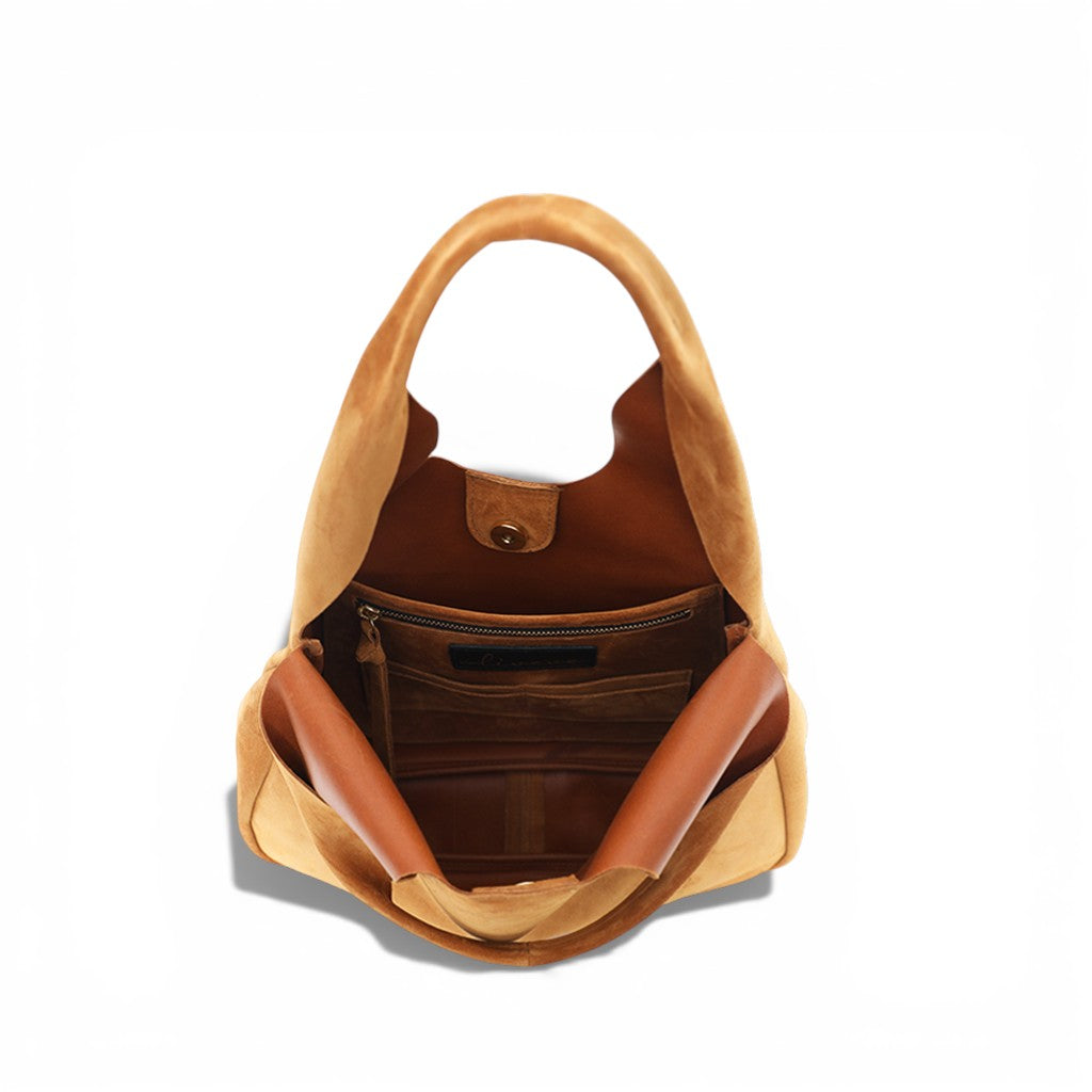 Francesca Shopper in Cuoio Italian Leather Backed Suede