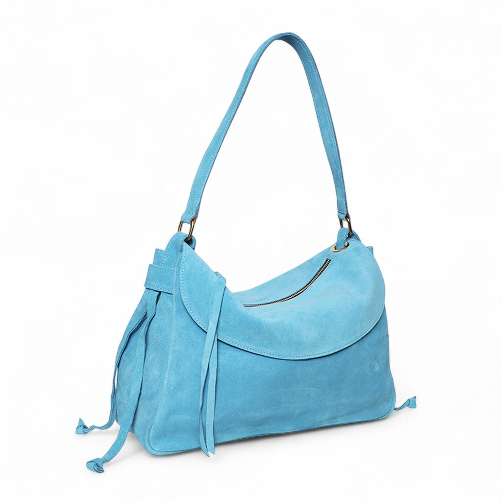 Reese Large Slouchy Shoulder in Capri Italian Leather Backed Suede