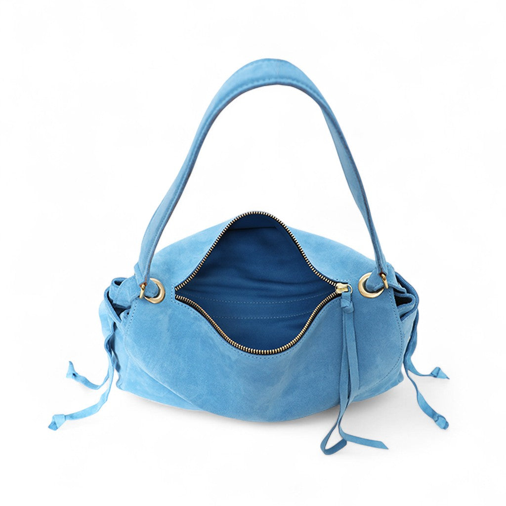 Reese Large Slouchy Shoulder in Capri Italian Leather Backed Suede