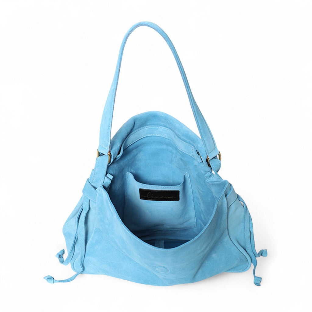 Reese Large Slouchy Shoulder in Capri Italian Leather Backed Suede