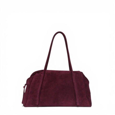 Solara Satchel in Mulberry Italian Leather Backed Suede