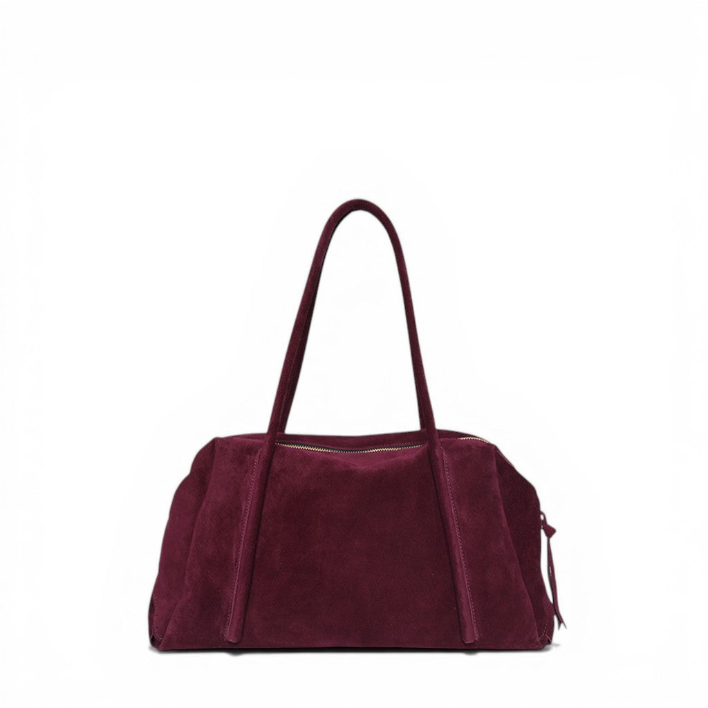 Solara Satchel in Mulberry Italian Leather Backed Suede