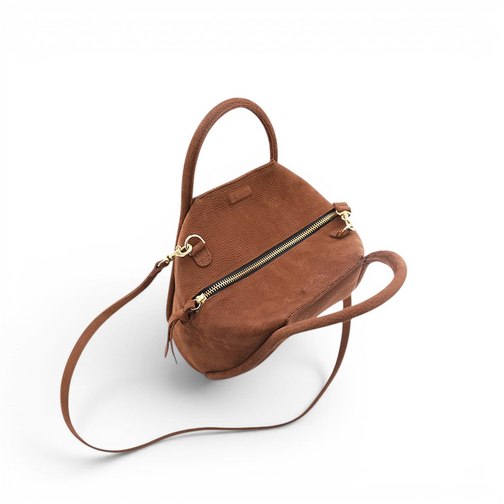 Taya Top Handle Crossbody in Brandy Nubuck