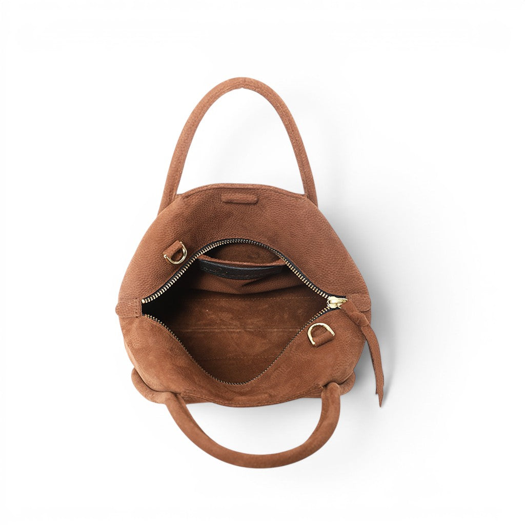 Taya Top Handle Crossbody in Brandy Nubuck