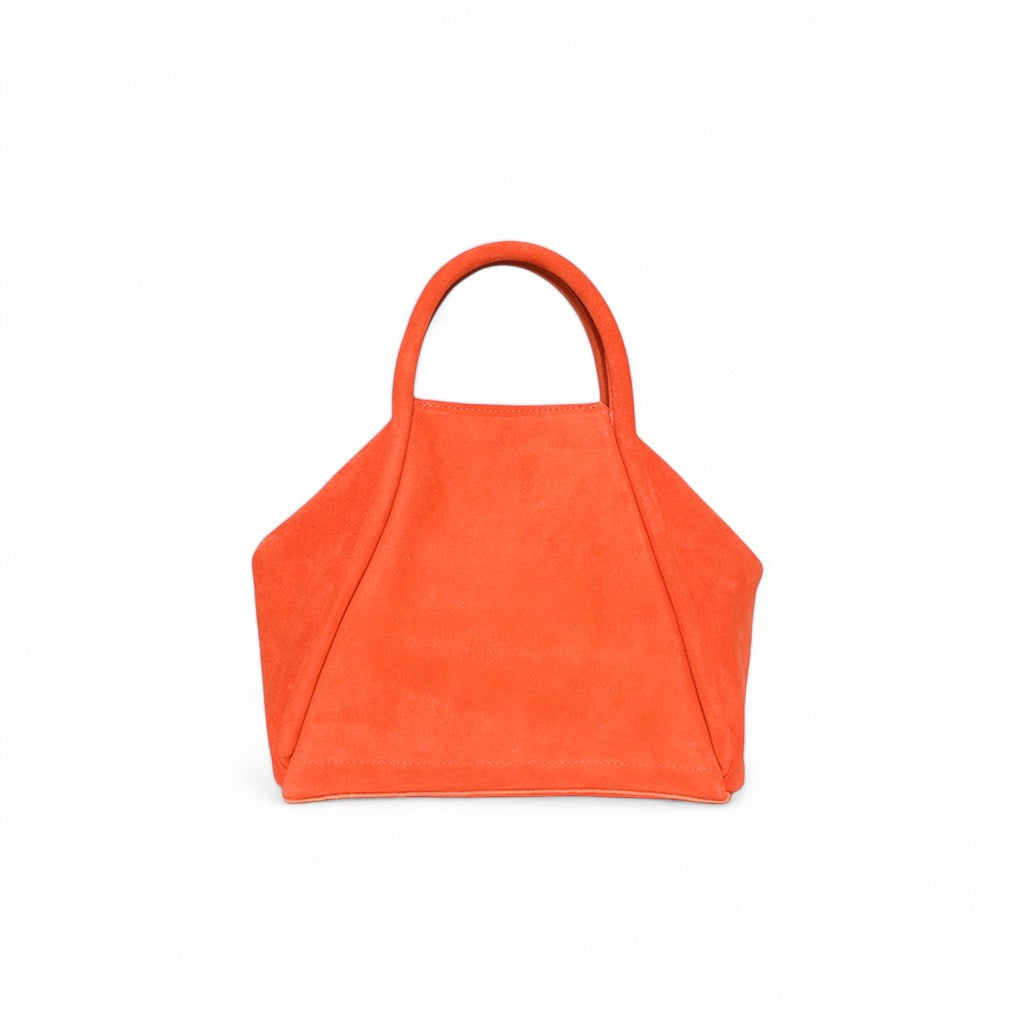 Taya Top Handle Crossbody in Tangelo Italian Leather Backed Suede