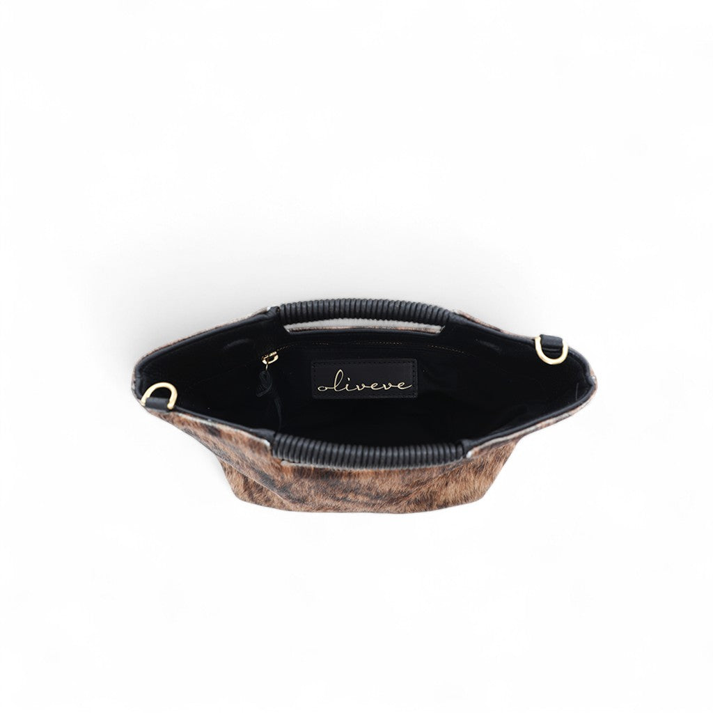 Mini Ella Wrapped Handle Crossbody in Dark Brindle Natural Haircow