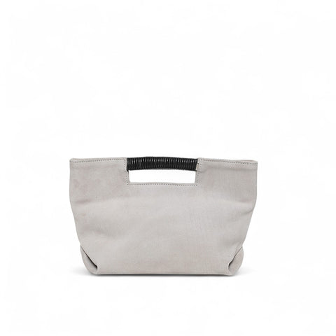 Mini Ella Wrapped Handle Crossbody in Moonbeam Italian Leather Backed Suede
