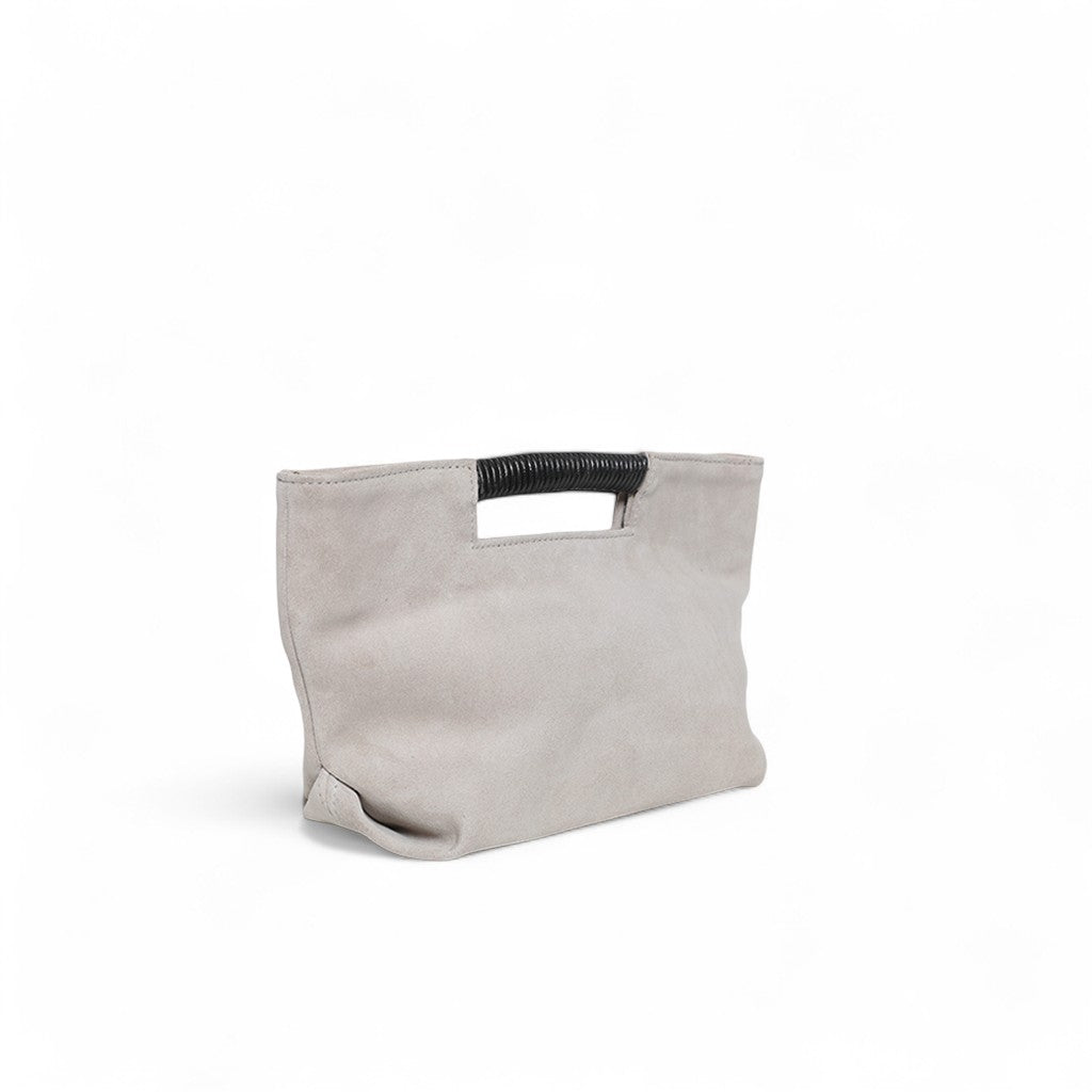 Mini Ella Wrapped Handle Crossbody in Moonbeam Italian Leather Backed Suede