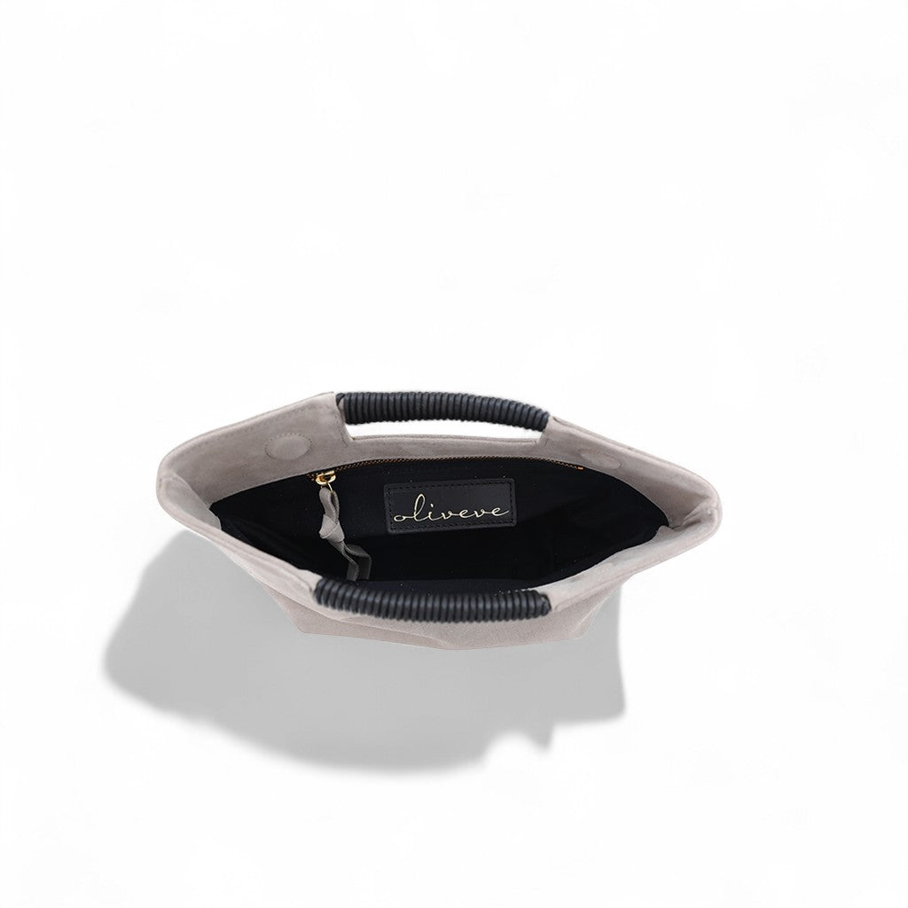 Mini Ella Wrapped Handle Crossbody in Moonbeam Italian Leather Backed Suede