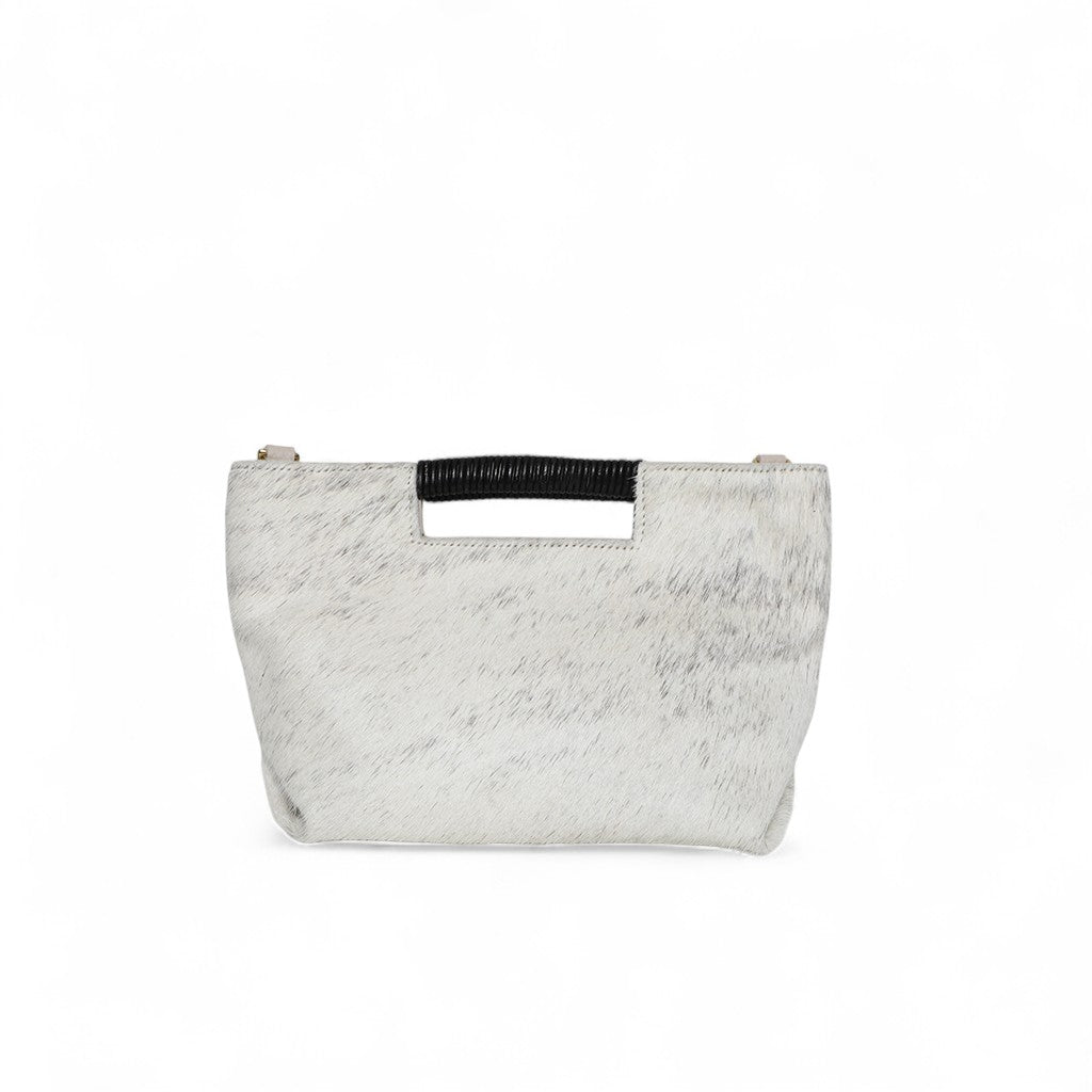 Mini Ella Wrapped Handle Crossbody in Grey Brindle Natural Haircow