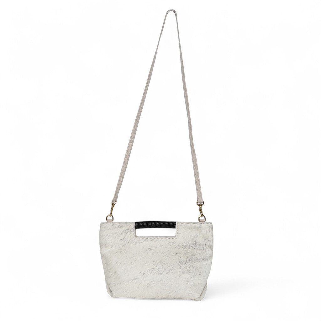 Mini Ella Wrapped Handle Crossbody in Grey Brindle Natural Haircow