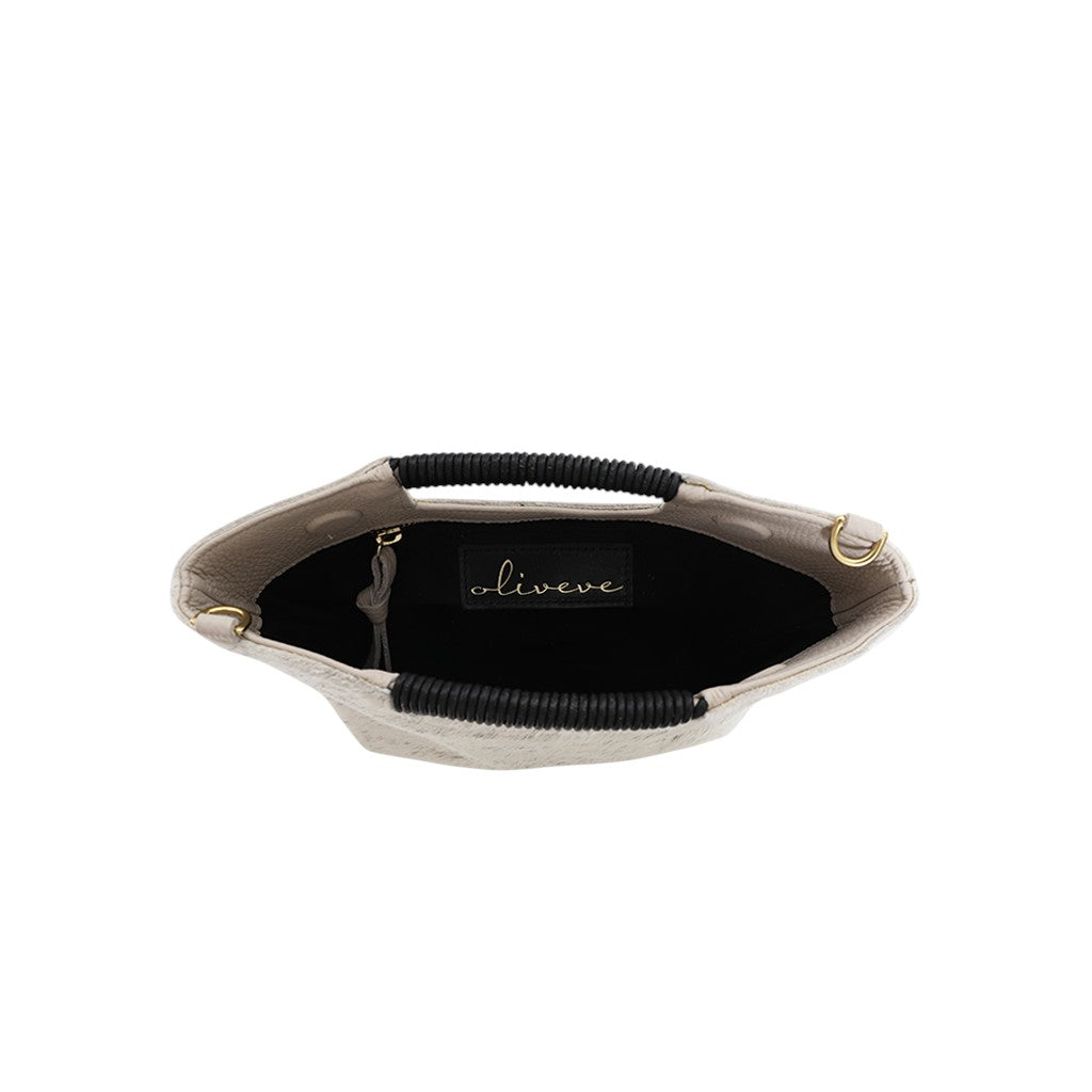 Mini Ella Wrapped Handle Crossbody in Grey Brindle Natural Haircow