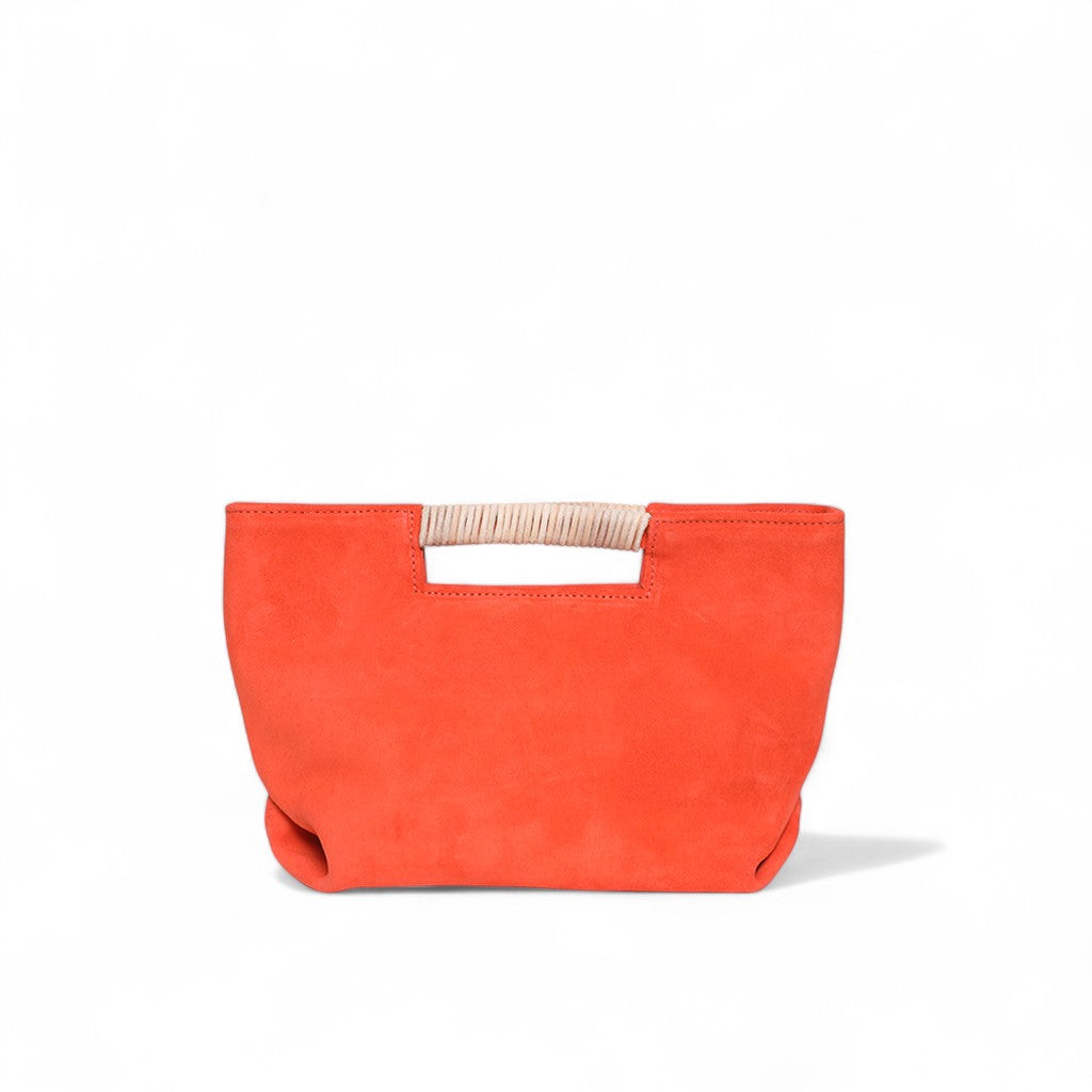 Mini Ella Wrapped Handle Crossbody in Tangelo Italian Leather Backed Suede