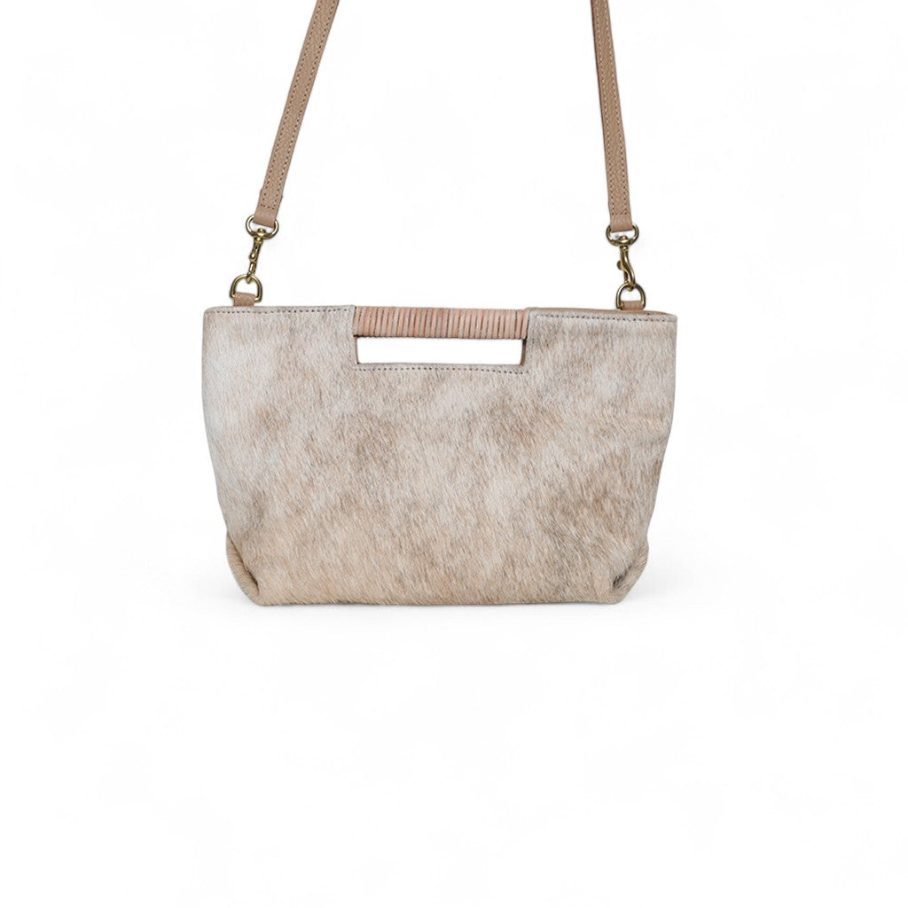 Mini Ella Wrapped Handle Crossbody in Light Brindle Natural Haircow