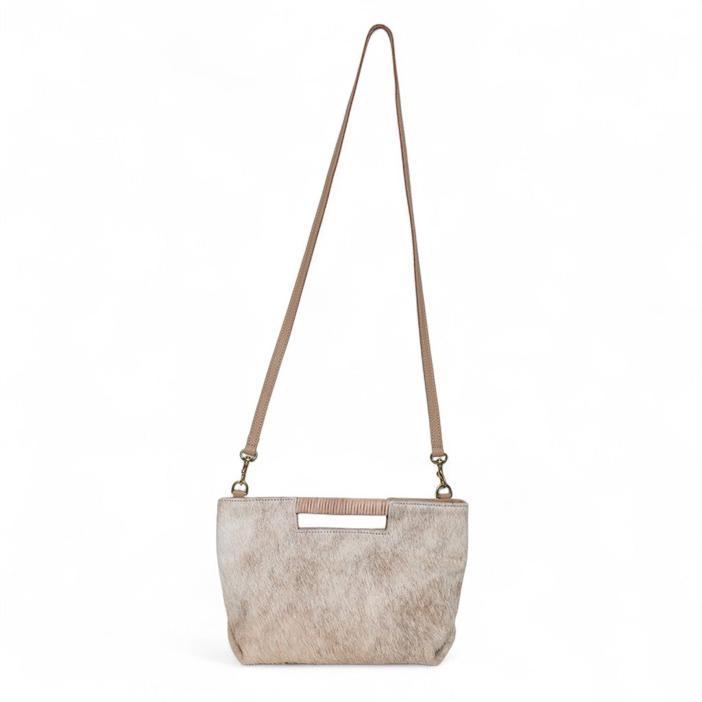 Mini Ella Wrapped Handle Crossbody in Light Brindle Natural Haircow