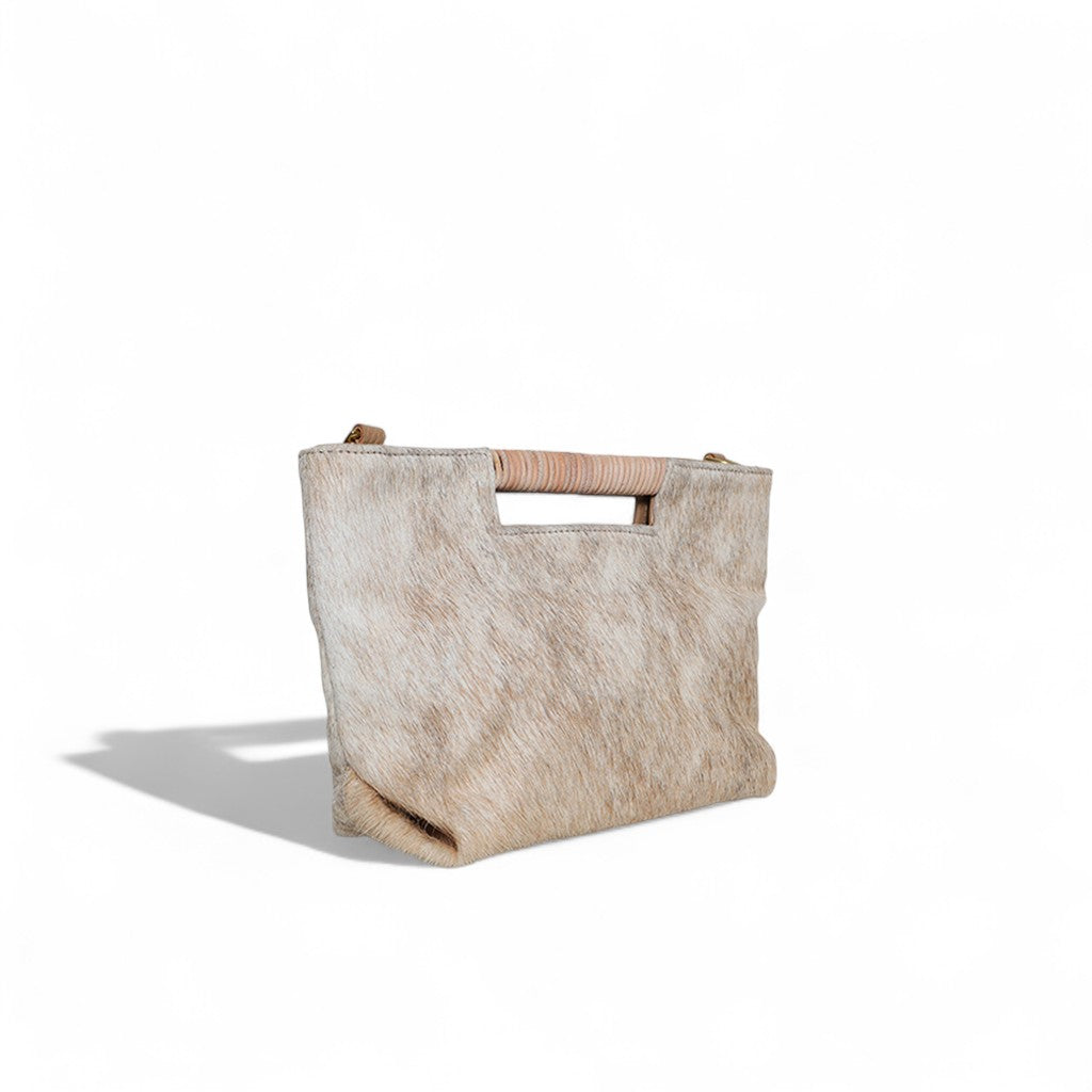 Mini Ella Wrapped Handle Crossbody in Light Brindle Natural Haircow