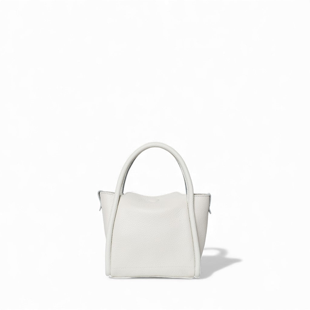 Mini Serena Satchel Crossbody in White Italian Buffalo Cowhide