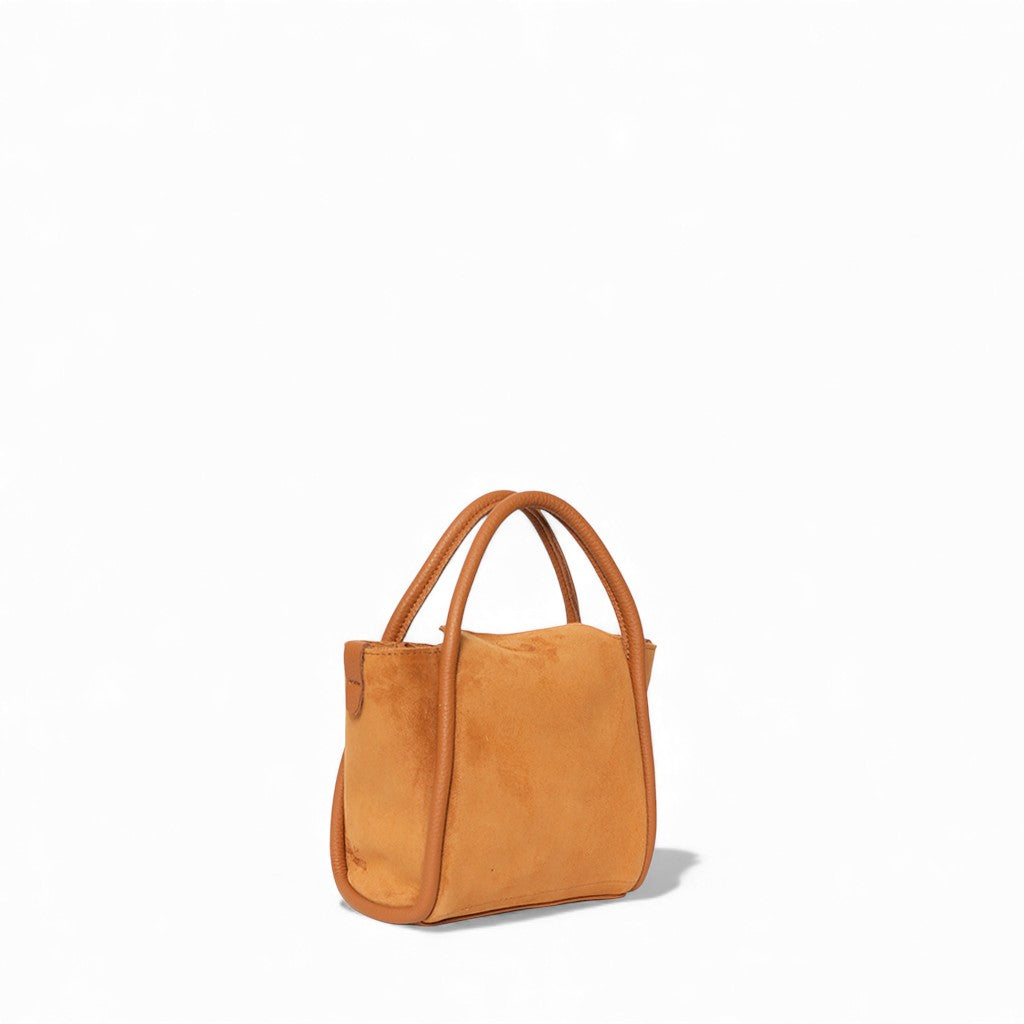Mini Serena Satchel Crossbody in Cuoio Italian Leather Backed Suede