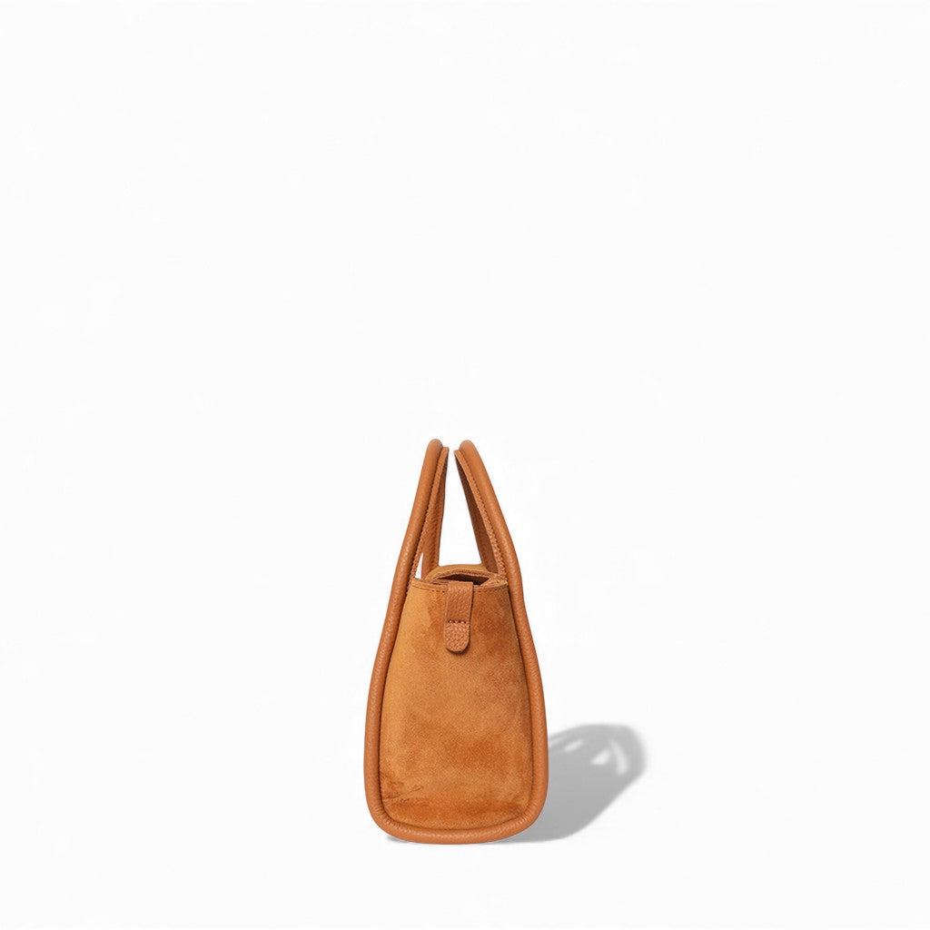 Mini Serena Satchel Crossbody in Cuoio Italian Leather Backed Suede