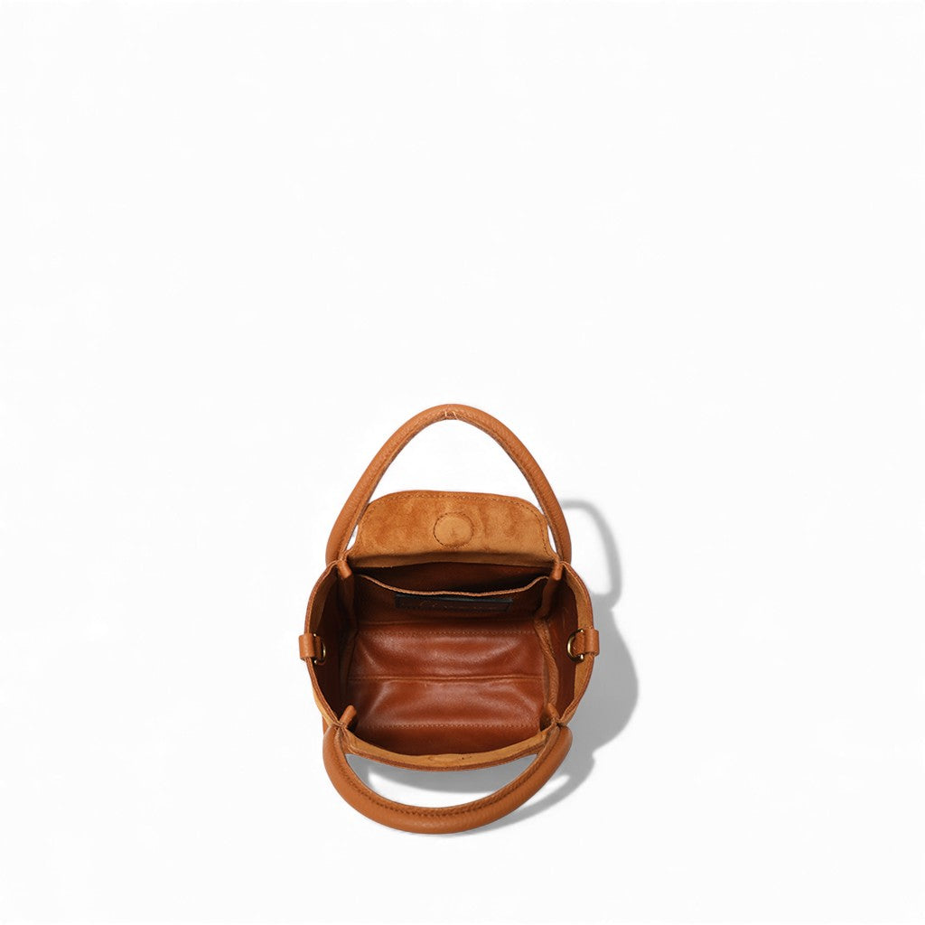 Mini Serena Satchel Crossbody in Cuoio Italian Leather Backed Suede