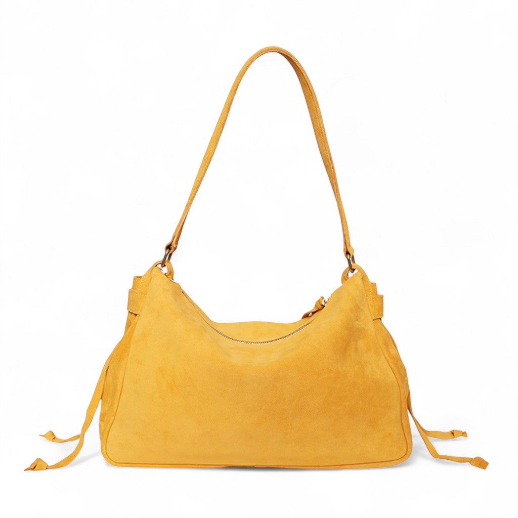 Reese Large Slouchy Marigold in Slate Italian Leather Backed Suede