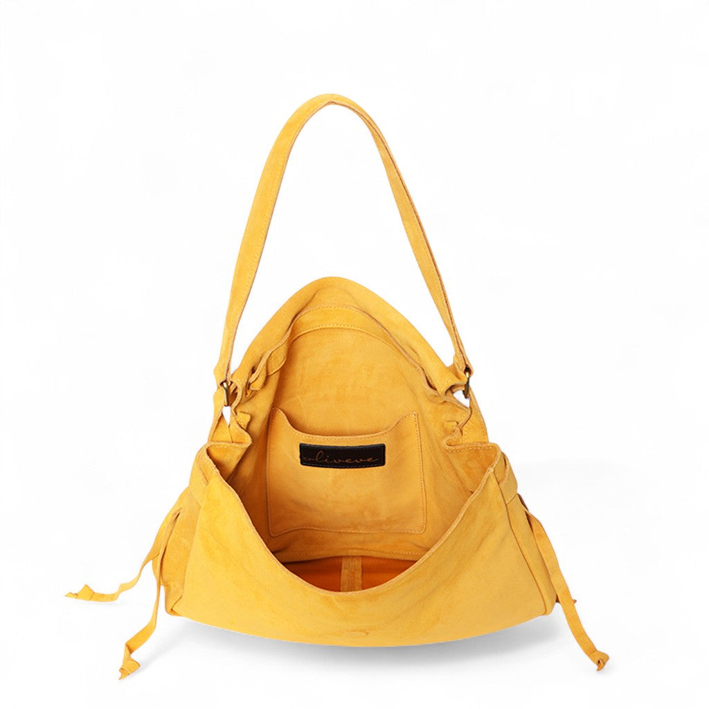 Reese Large Slouchy Marigold in Slate Italian Leather Backed Suede