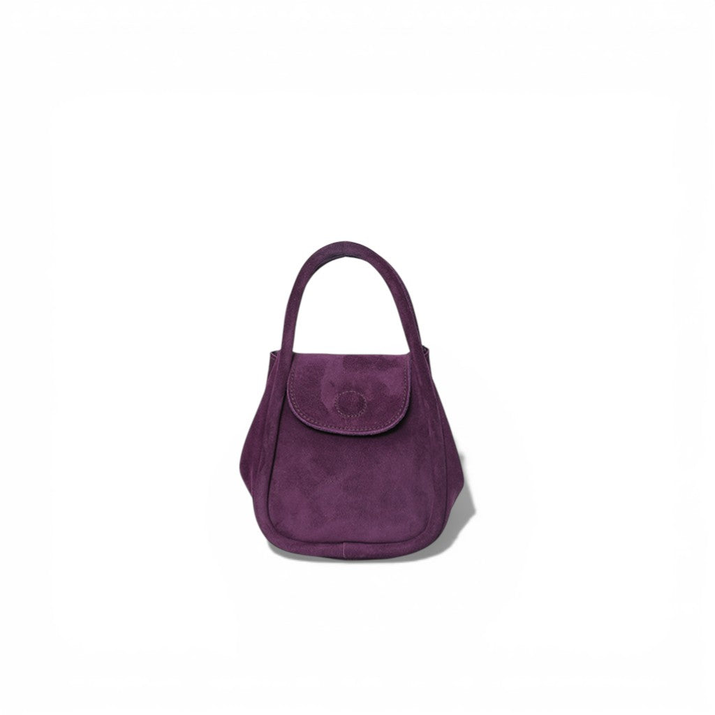 Mini Ellis Top Handle Crossbody in Aubergine Italian Leather Backed Suede