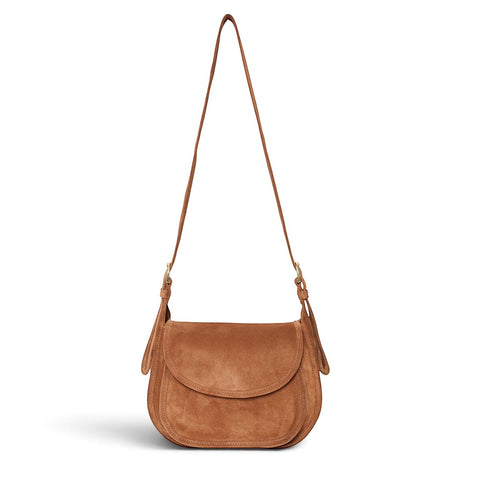 Simona Saddle Bag in Saddle Italian Leather Backed Suede