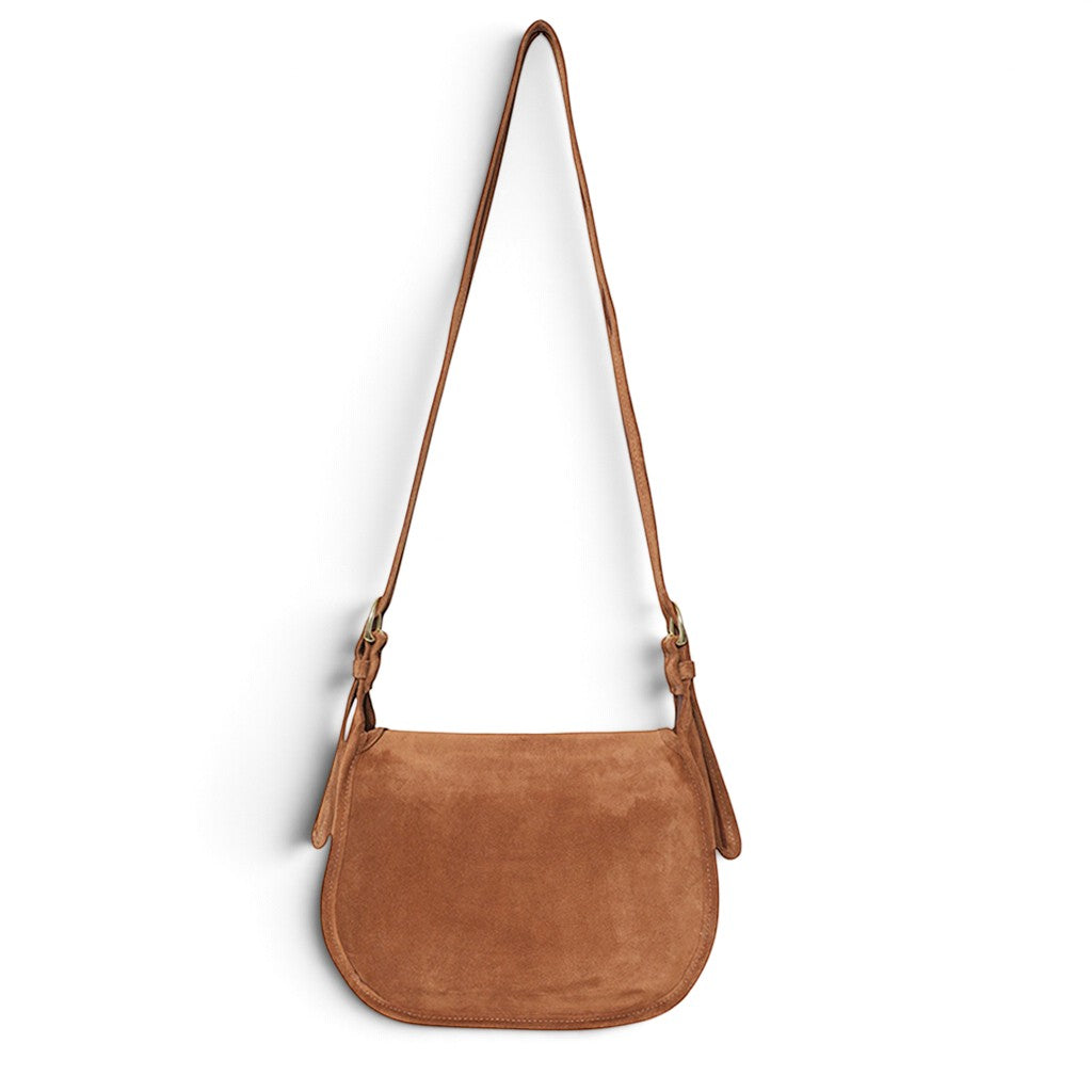 Simona Saddle Bag in Saddle Italian Leather Backed Suede
