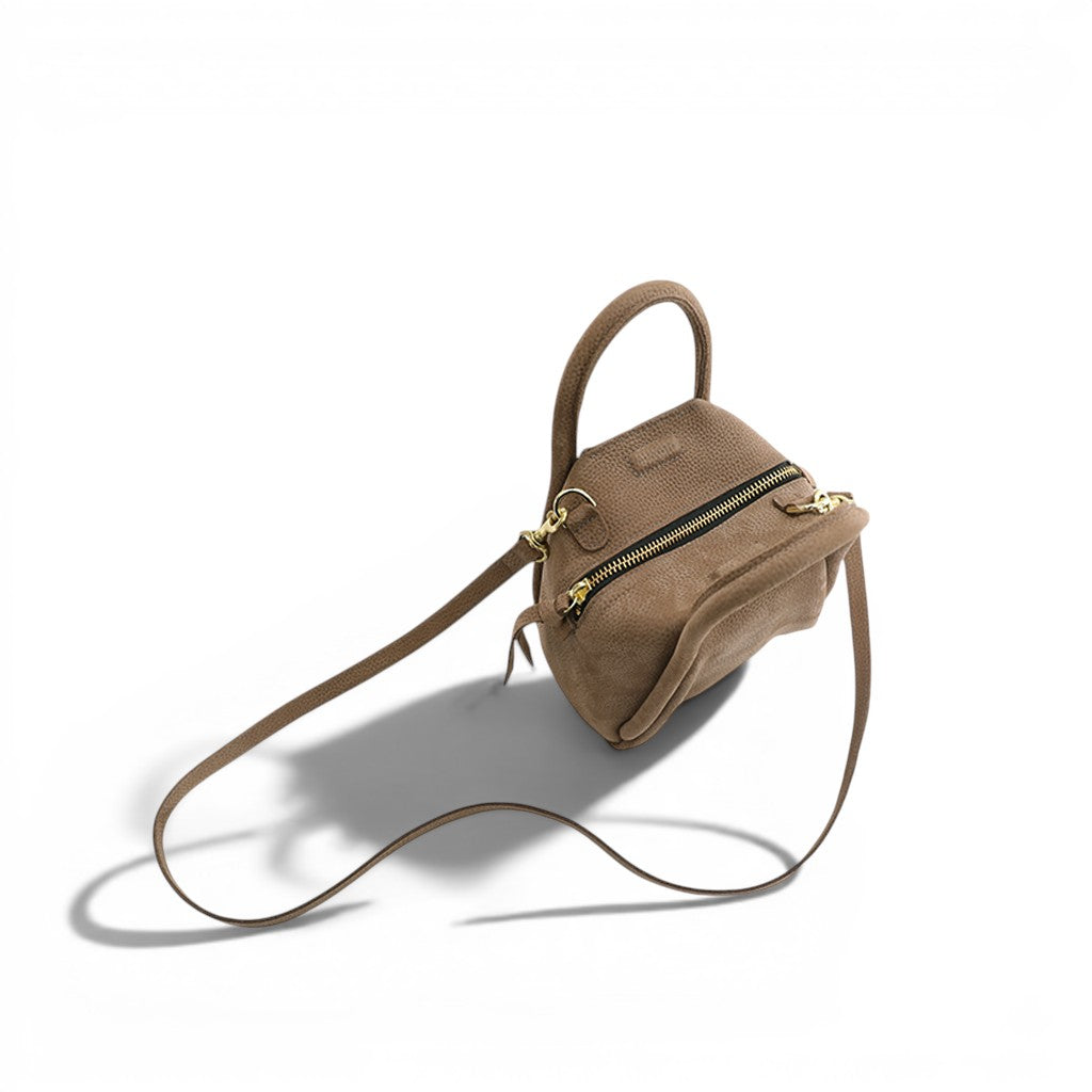 Mini Taya Top Handle Crossbody in Biscotto Nubuck
