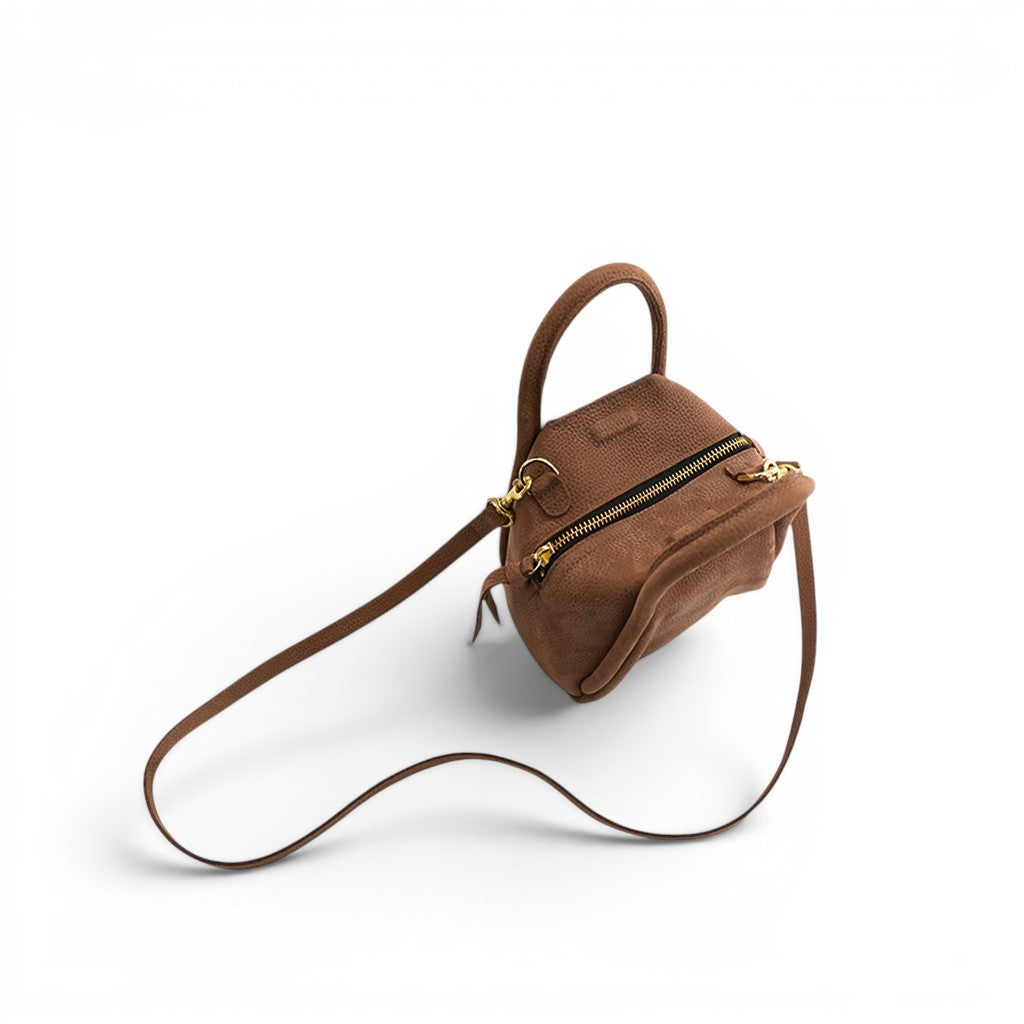 Mini Taya Top handle Crossbody in Brandy Nubuck