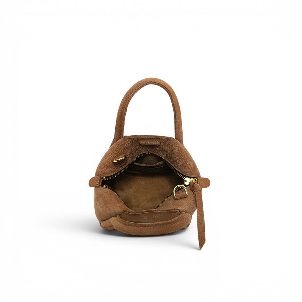 Mini Taya Top handle Crossbody in Brandy Nubuck