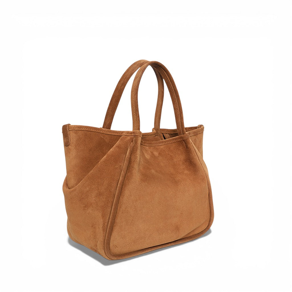 Vittoria Tote in Saddle Italian Leather Backed Suede