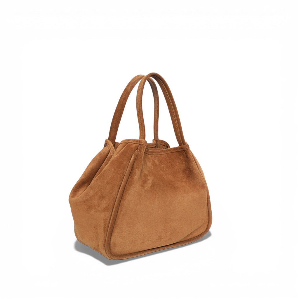 Vittoria Tote in Saddle Italian Leather Backed Suede