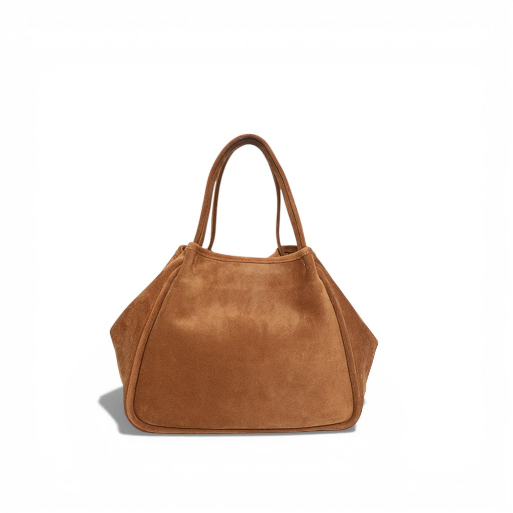 Vittoria Tote in Saddle Italian Leather Backed Suede