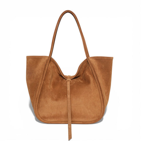 Ellis Hobo Tote in Saddle Italian Leather Backed Suede