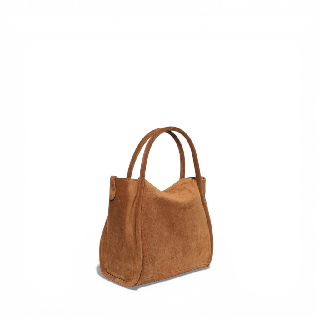 Mini Serena Satchel Crossbody in Saddle Italian Leather Backed Suede