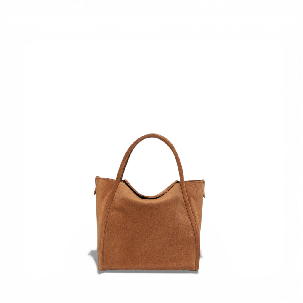 Mini Serena Satchel Crossbody in Saddle Italian Leather Backed Suede