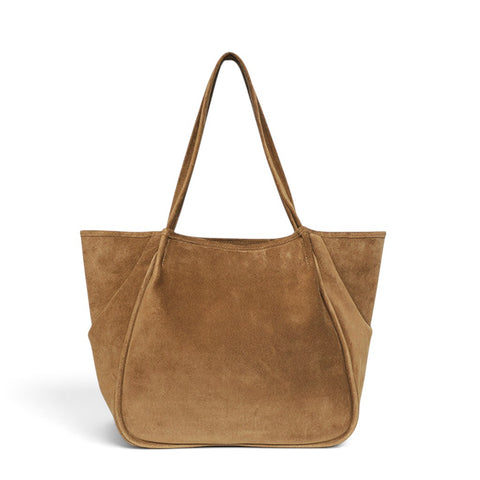 Toni Tote in Pane Italian Leather Backed Suede