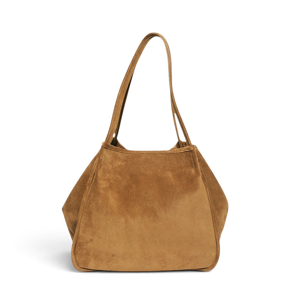 Toni Tote in Pane Italian Leather Backed Suede